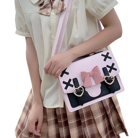 Bowknot Shoulder Bag, Femzai, Femboy bags, Front view, pink