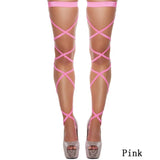 Front view of eye-catching pink Leg Wraps, designed for the free-spirited femboy.