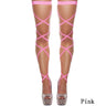 Front view of eye-catching pink Leg Wraps, designed for the free-spirited femboy.