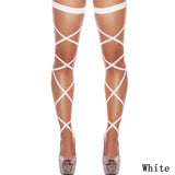 Front view of classic white Leg Wraps, amplifying style with a touch of elegance.