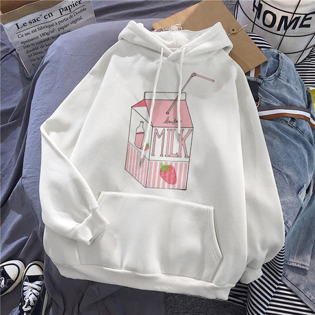 Strawberry Milk Loose Comfy Hoodie