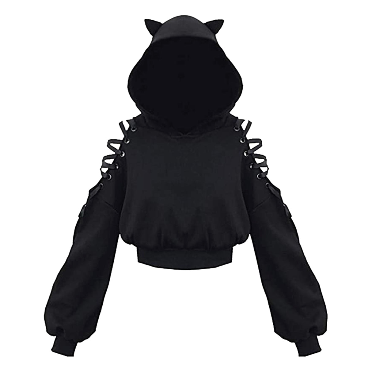 Off-Shoulder Cat-Ear Hoodie