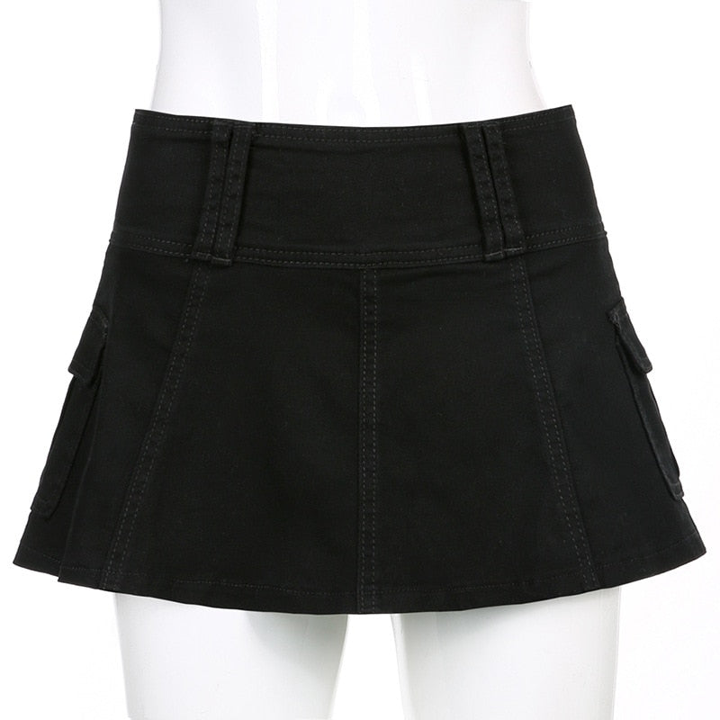 Low-Waist Zipper Mini Skirt - Femzai