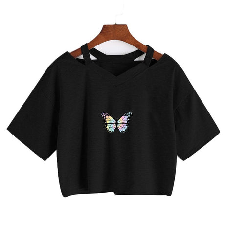 Butterfly Crop Tee - Femzai