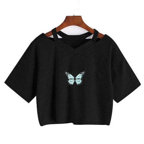 Butterfly Crop Tee - Femzai