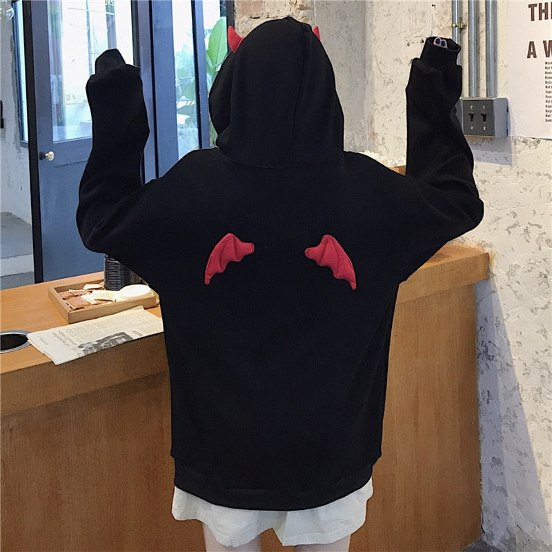 Devil Horns Oversized Hoodie Femboy Clothing Femzai Store 1706