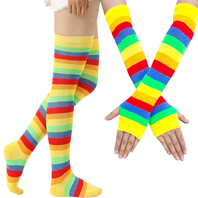 Rainbow Thigh Highs, femboy, leg view, front view