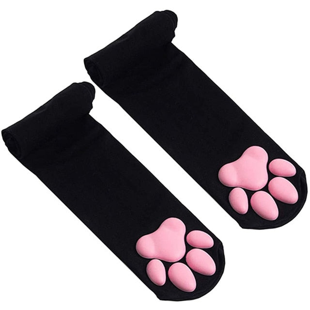 Cat Paw Stockings, third angle, black