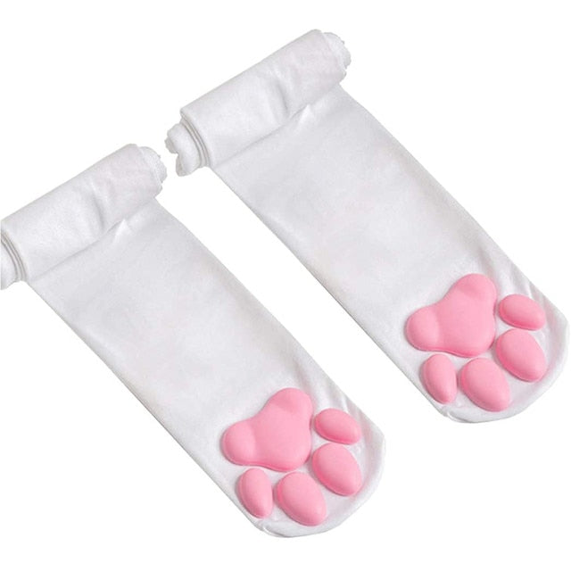 Cat Paw Stockings, third angle, white