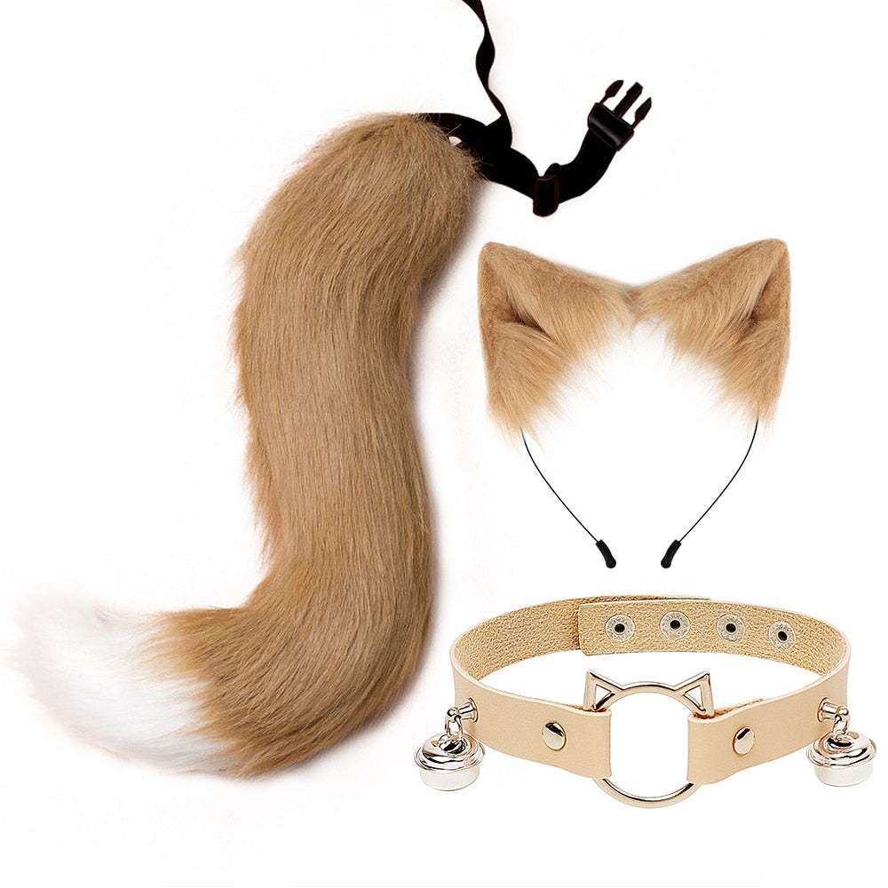 Cat Ear + Choker + Tail Belt Intimate Set