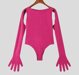 Longsleeve Gloved Hollow-out Bodysuit