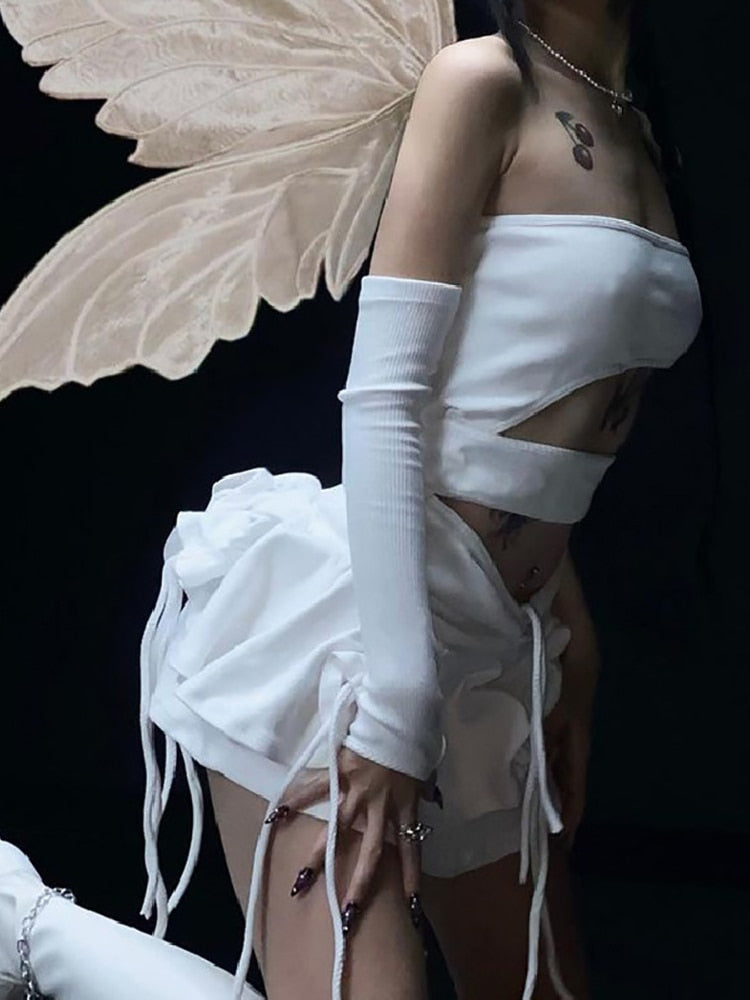 Luminous Lace Crop Top & Skirt Set - Femzai