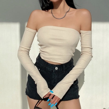 Solid Long Sleeve Tube Top