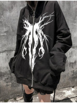 Skeletal Figurine Print Hoodie