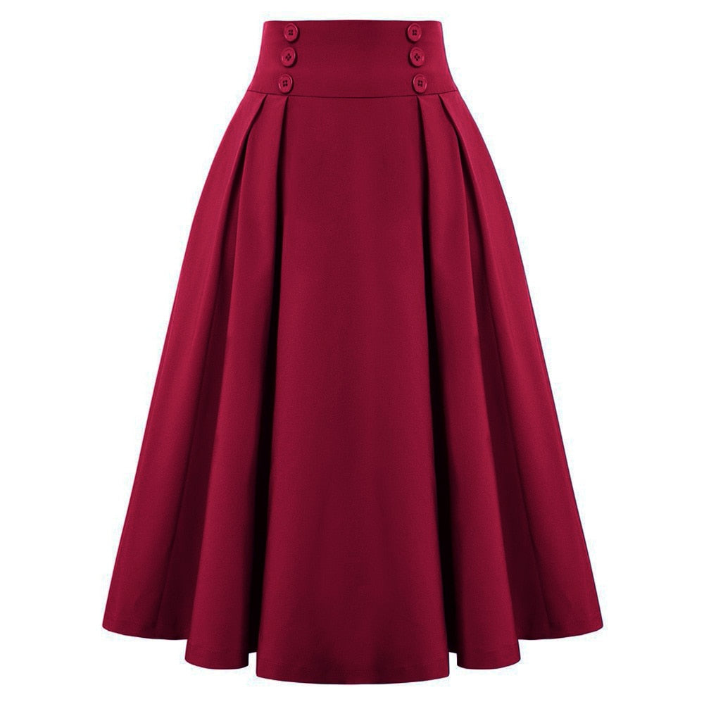 Pleated Vintage Midi Skirt