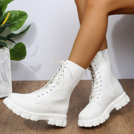 Solid Leather High Boots