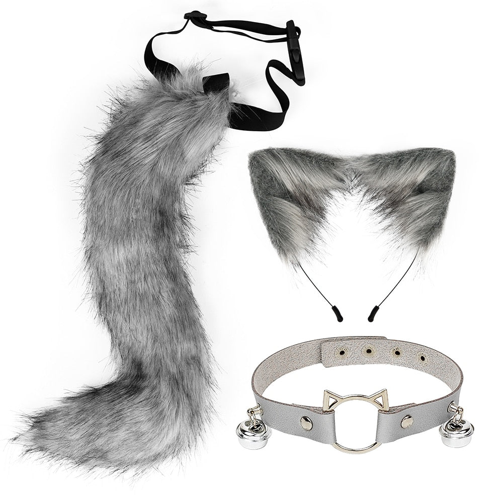 Cat Ear + Choker + Tail Belt Intimate Set