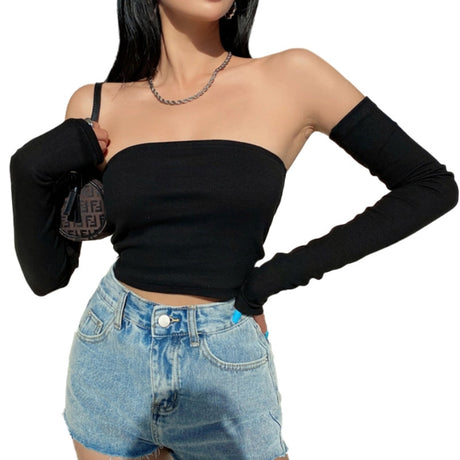 Solid Long Sleeve Tube Top