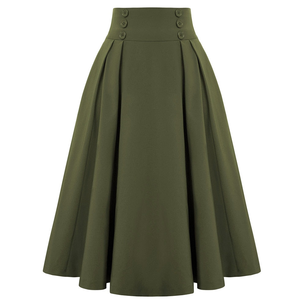 Pleated Vintage Midi Skirt