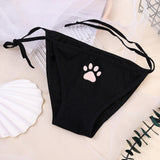 Black Femzai Paw Panties - a playful addition to femboy attire with a distinctive paw print design