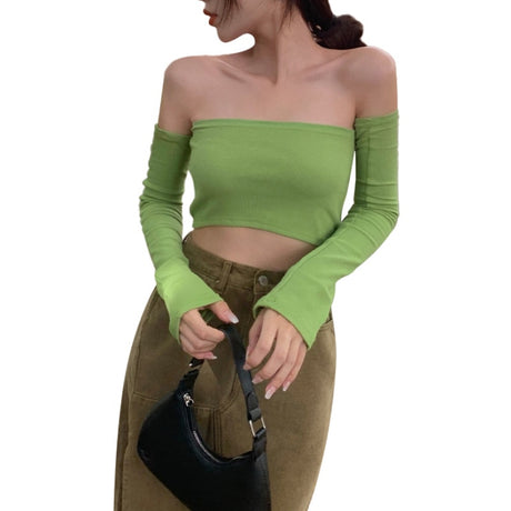 Solid Long Sleeve Tube Top