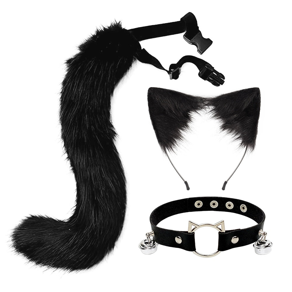 Cat Ear + Choker + Tail Belt Intimate Set