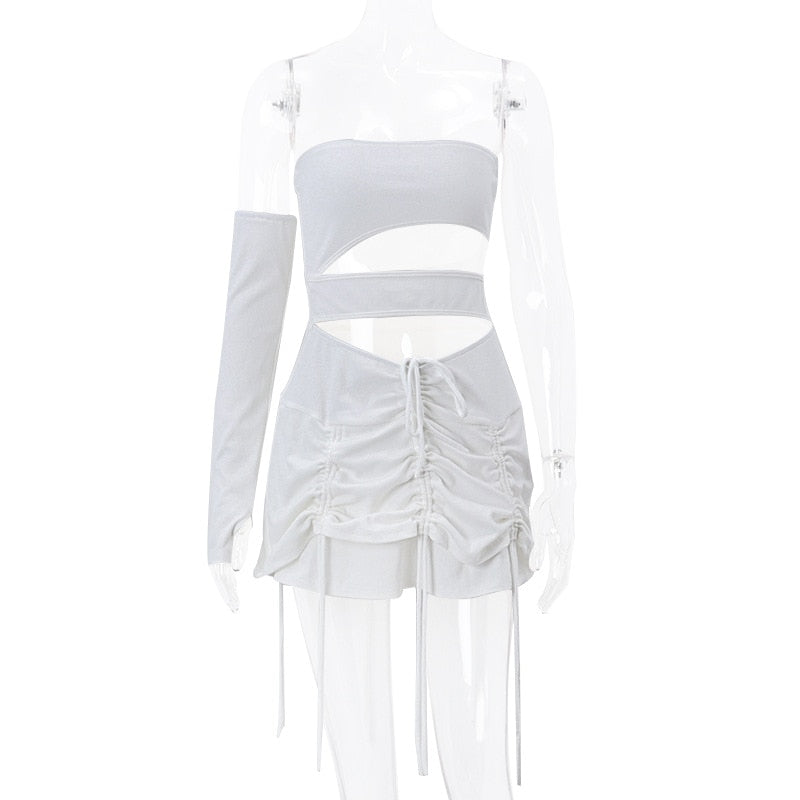 Luminous Lace Crop Top & Skirt Set - Femzai