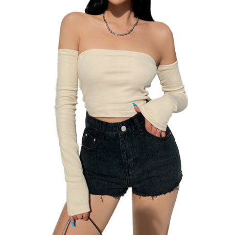 Solid Long Sleeve Tube Top