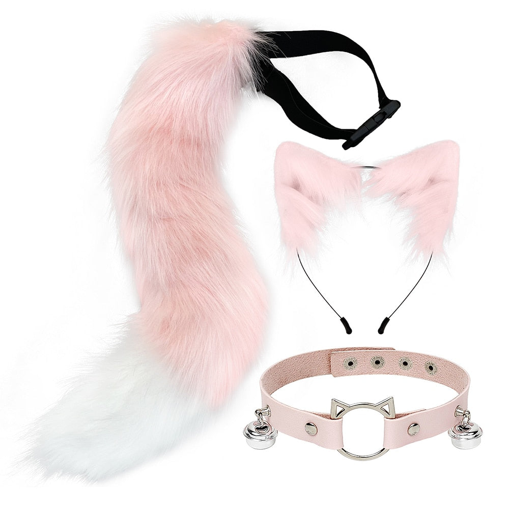 Cat Ear + Choker + Tail Belt Intimate Set