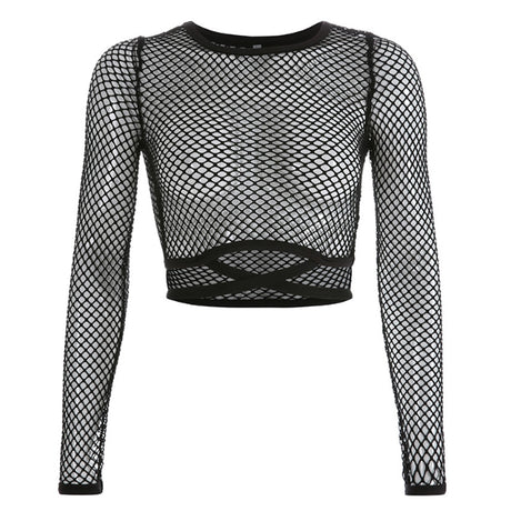 Black See-through Fishnet Mesh Top - Femzai