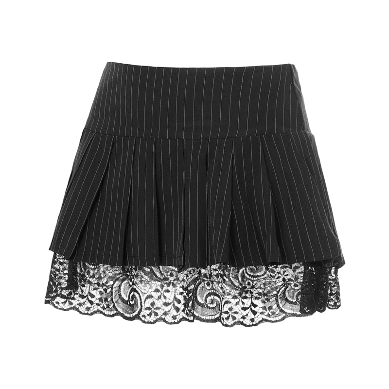 Lightly Striped Pleated Mini Skirt - Femzai