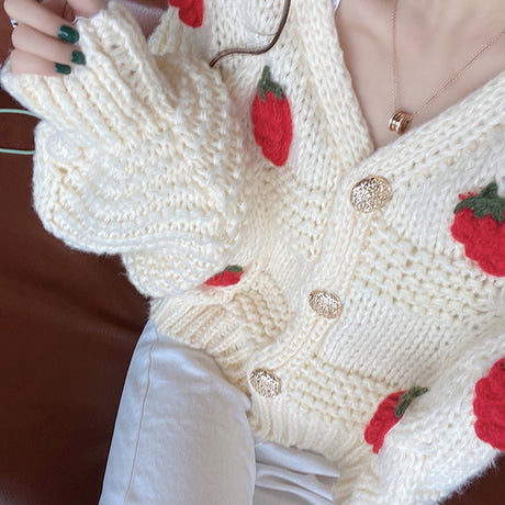 Knitted Strawberry Cardigan