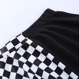 Checkboard Chain Pleated Skirt - Femzai