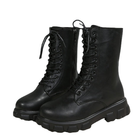 Solid Leather High Boots