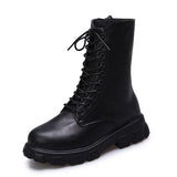 Solid Leather High Boots