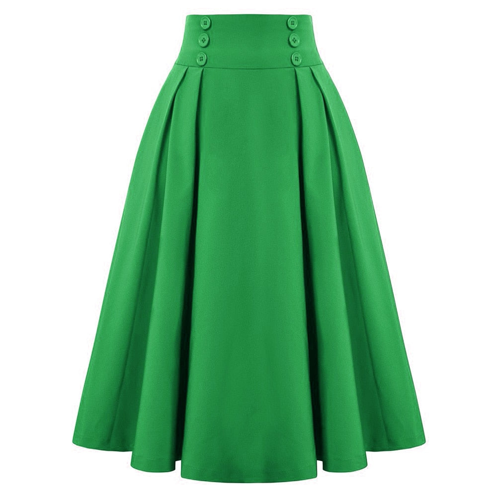 Pleated Vintage Midi Skirt