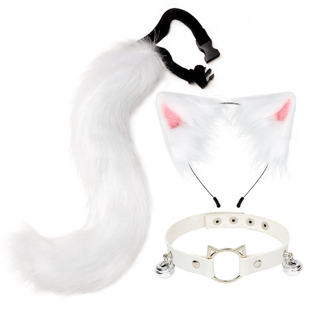 Cat Ear + Choker + Tail Belt Intimate Set