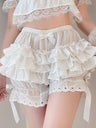 White Femzai Lace Bloomers - a pristine and elegant choice for femboy clothing, highlighting delicate lace patterns