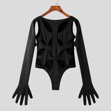 Longsleeve Gloved Hollow-out Bodysuit